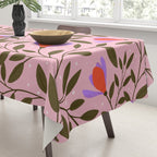 Delicate Magnolia Floral Pattern on Pink Tablecloth Gallery Image 3