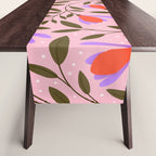 Delicate Magnolia Floral Pattern on Pink Table Runner Gallery Image 1