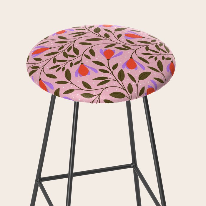 Delicate Magnolia Floral Pattern on Pink Stool Gallery Image 2