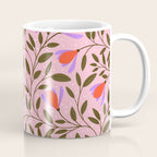 Delicate Magnolia Floral Pattern on Pink Coffee Mug Gallery Image 1
