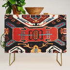Antique Caucasian Rug With Abstract Animals Print Credenza Gallery Image 1