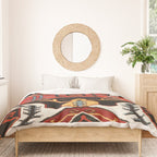 Antique Caucasian Rug With Abstract Animals Print Duvet Cover Gallery Image 3