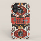 Antique Caucasian Rug With Abstract Animals Print iPhone Case Gallery Image 1