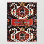 Antique Caucasian Rug With Abstract Animals Print Poster Gallery Image 4