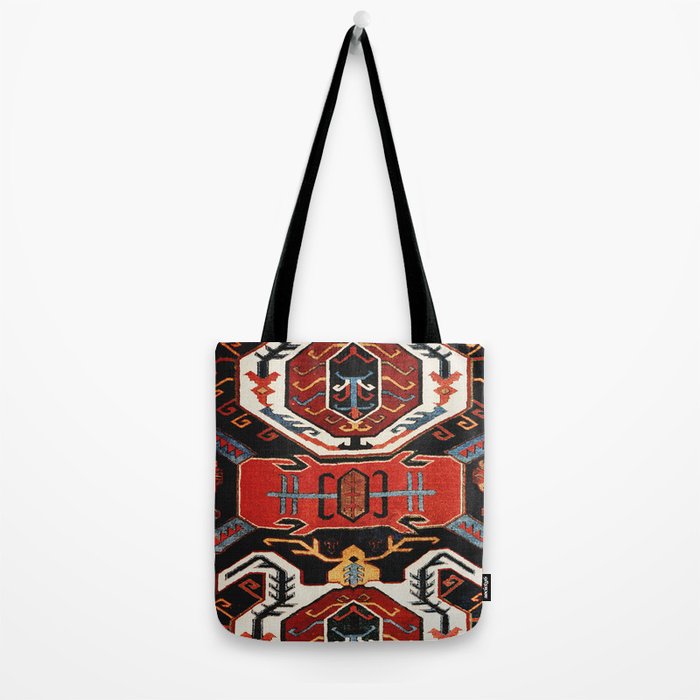 Antique Caucasian Rug With Abstract Animals Print Tote Bag Gallery Image 2