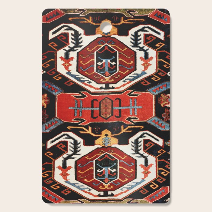 Antique Caucasian Rug With Abstract Animals Print Cutting Board Gallery Image 1