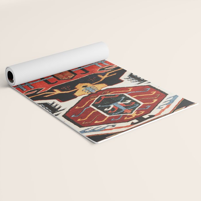 Antique Caucasian Rug With Abstract Animals Print Yoga Mat Gallery Image 2