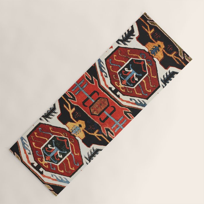 Antique Caucasian Rug With Abstract Animals Print Yoga Mat Gallery Image 1