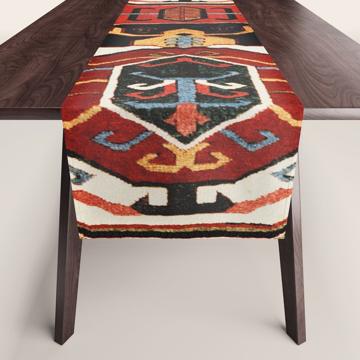 Antique Caucasian Rug With Abstract Animals Print Table Runner Gallery Image 1