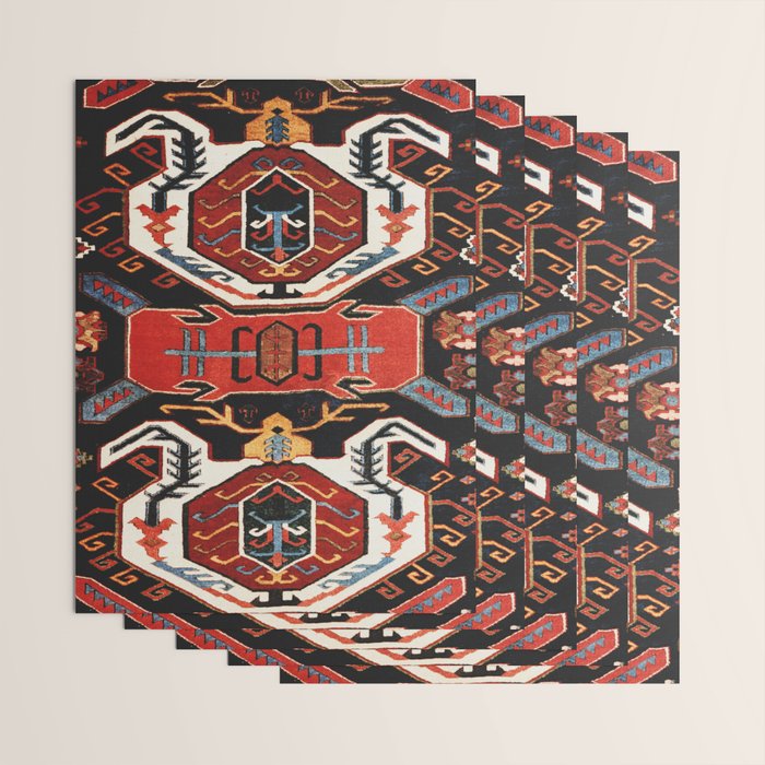 Antique Caucasian Rug With Abstract Animals Print Wrapping Paper Gallery Image 3