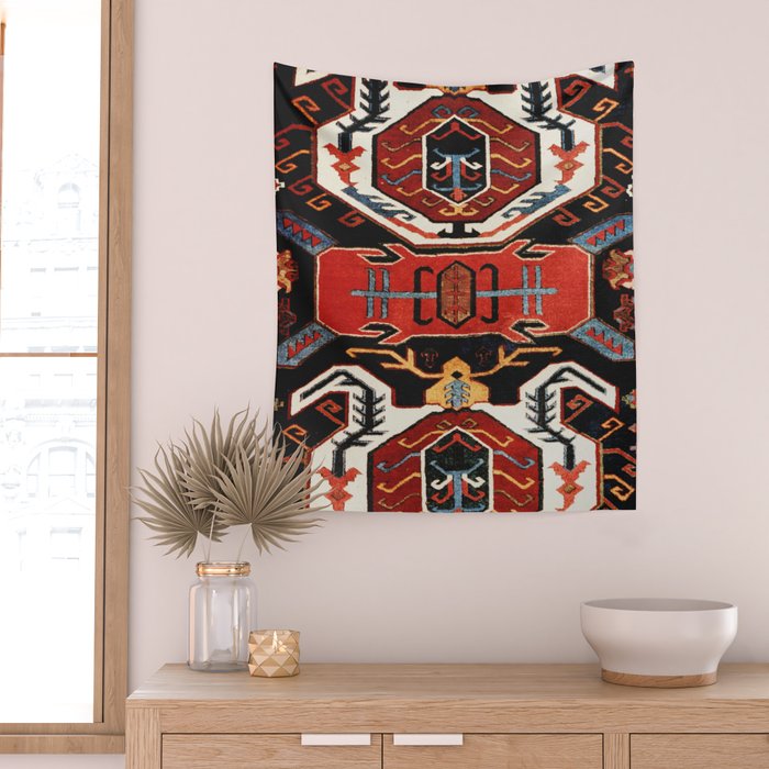 Antique Caucasian Rug With Abstract Animals Print Wall Tapestry Gallery Image 2