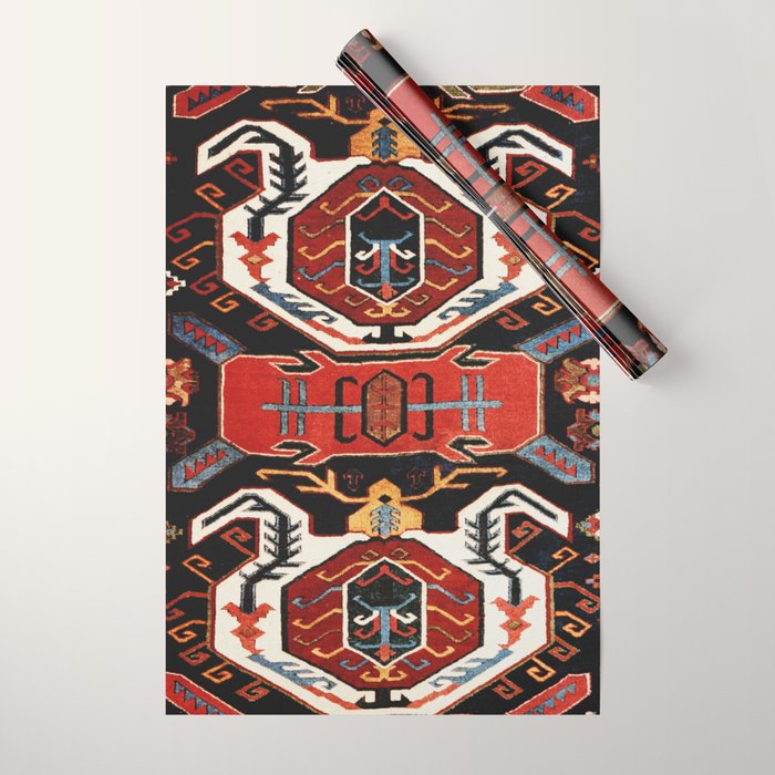 Antique Caucasian Rug With Abstract Animals Print Wrapping Paper Gallery Image 1