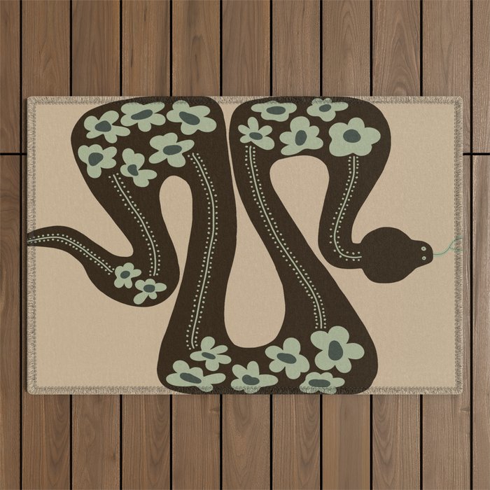 wild and free green anaconda  Outdoor Rug Gallery Image 1
