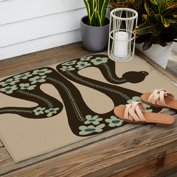 wild and free green anaconda  Outdoor Rug Gallery Image 2