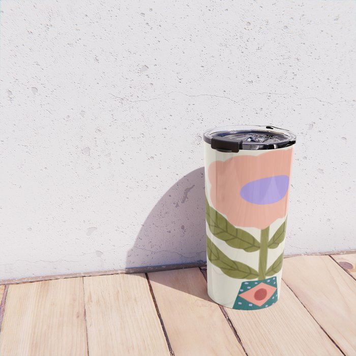 Groovy Floral Vase  Travel Mug Gallery Image 4