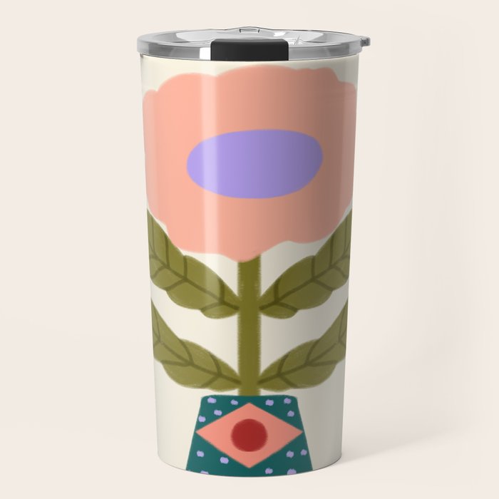 Groovy Floral Vase  Travel Mug Gallery Image 1