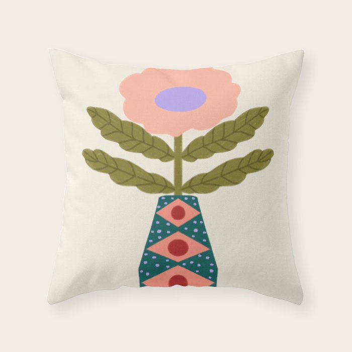 Groovy Floral Vase  Throw Pillow Gallery Image 6