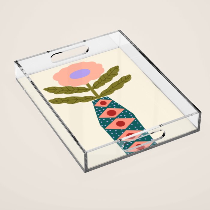 Groovy Floral Vase  Acrylic Tray Gallery Image 1