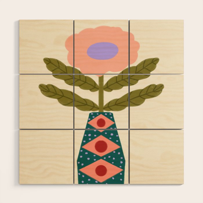 Groovy Floral Vase  Wood Wall Art Gallery Image 1