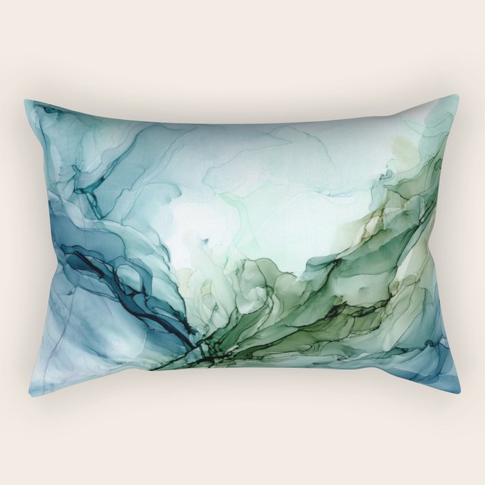 Nature Landscape Inspired Abstract Flow Painting 2 Rectangular Pillow Gallery Image 1