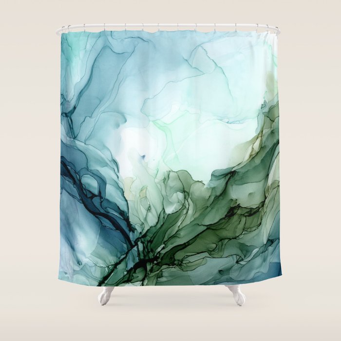 Nature Landscape Inspired Abstract Flow Painting 2 Shower Curtain Gallery Image 1