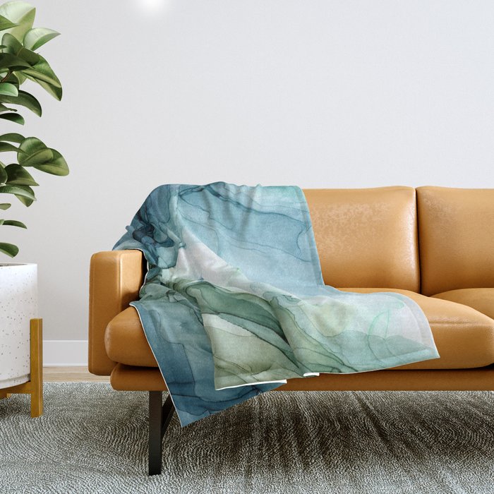 Nature Landscape Inspired Abstract Flow Painting 2 Throw Blanket Gallery Image 1