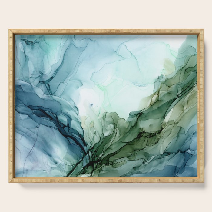 Nature Landscape Inspired Abstract Flow Painting 2 Serving Tray Gallery Image 1