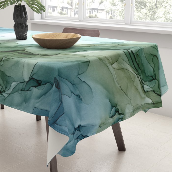 Nature Landscape Inspired Abstract Flow Painting 2 Tablecloth Gallery Image 3