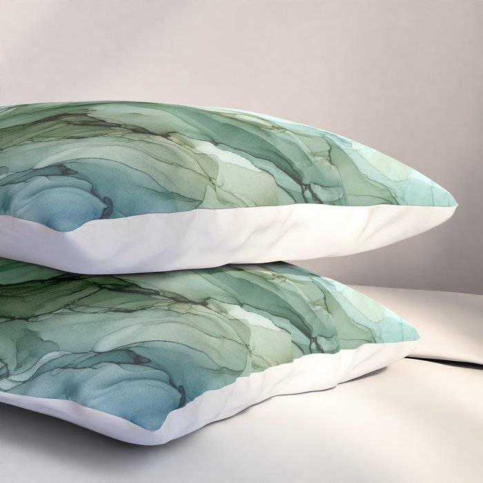 Nature Landscape Inspired Abstract Flow Painting 2 Pillow Sham Gallery Image 3