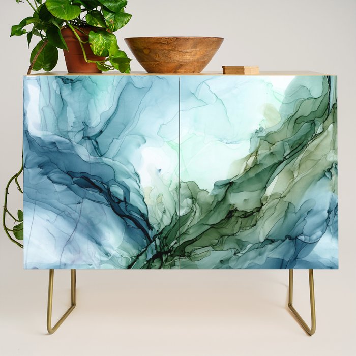 Nature Landscape Inspired Abstract Flow Painting 2 Credenza Gallery Image 1