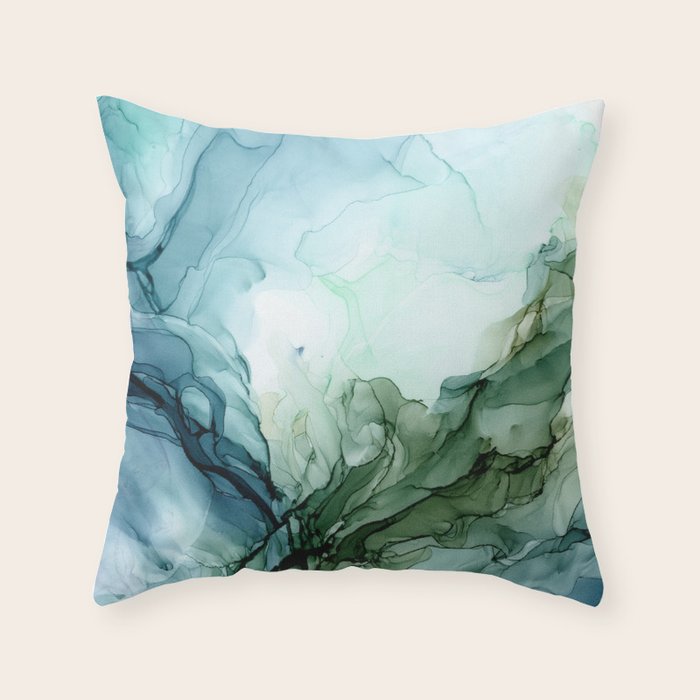 Nature Landscape Inspired Abstract Flow Painting 2 Throw Pillow Gallery Image 1