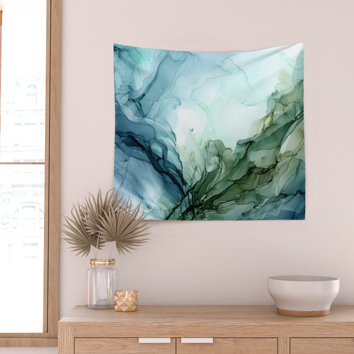 Nature Landscape Inspired Abstract Flow Painting 2 Wall Tapestry Gallery Image 2
