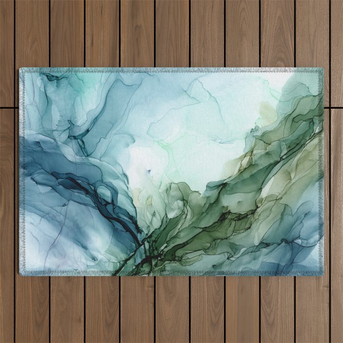 Nature Landscape Inspired Abstract Flow Painting 2 Outdoor Rug Gallery Image 1