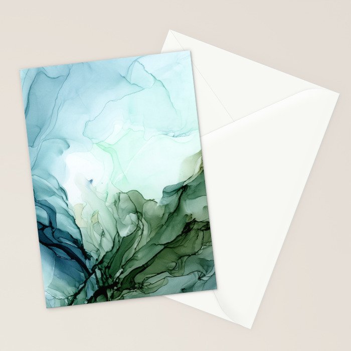 Nature Landscape Inspired Abstract Flow Painting 2 Stationery Card Gallery Image 2