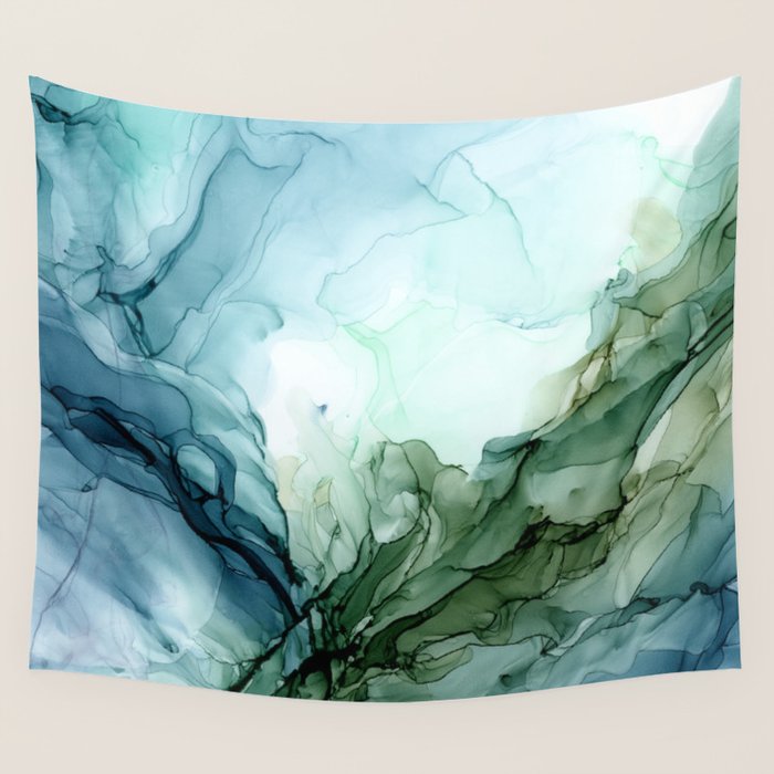 Nature Landscape Inspired Abstract Flow Painting 2 Wall Tapestry Gallery Image 4