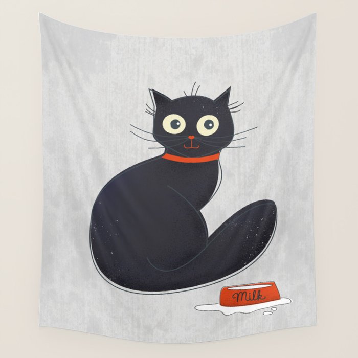 Black Silly Cat  Wall Tapestry Gallery Image 4