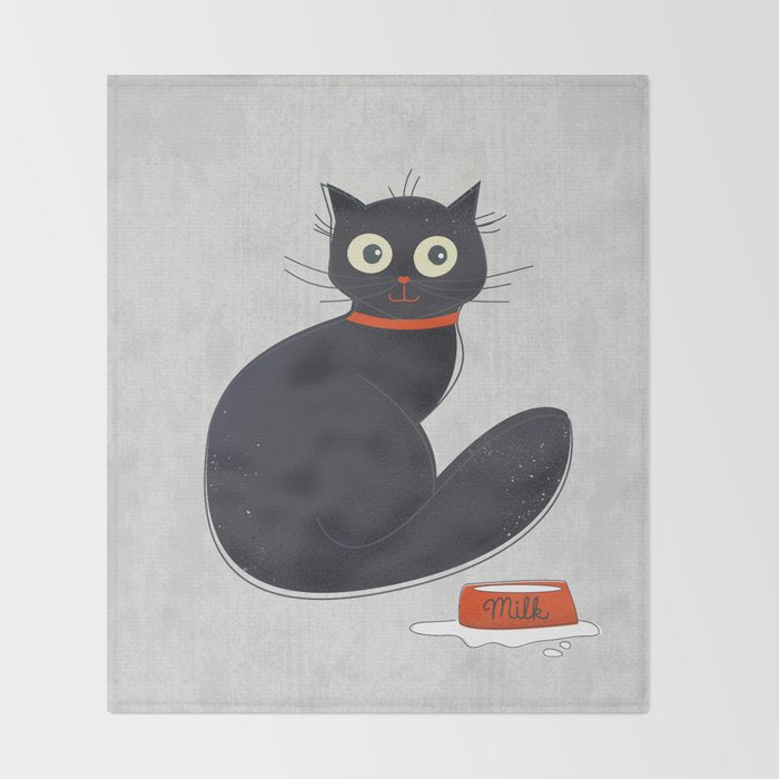 Black Silly Cat  Throw Blanket Gallery Image 2