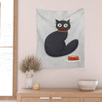 Black Silly Cat  Wall Tapestry Gallery Image 2