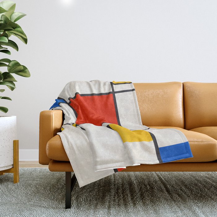 Retro Geometry: Mondrian Edition Throw Blanket Gallery Image 1