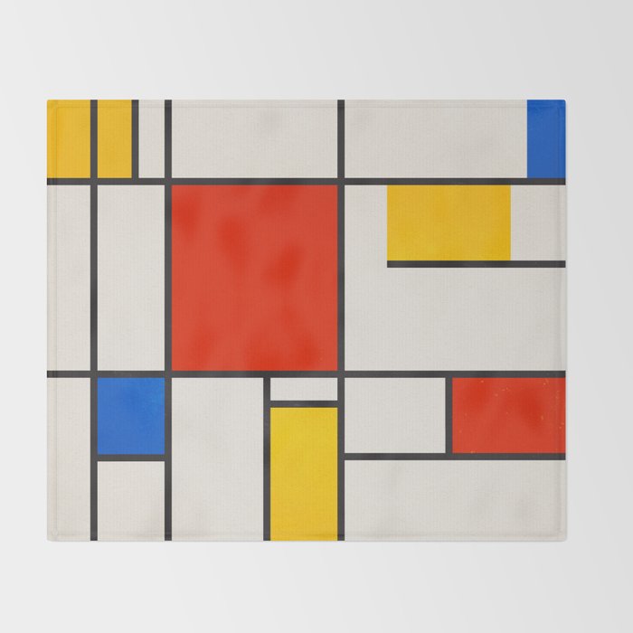 Retro Geometry: Mondrian Edition Throw Blanket Gallery Image 2