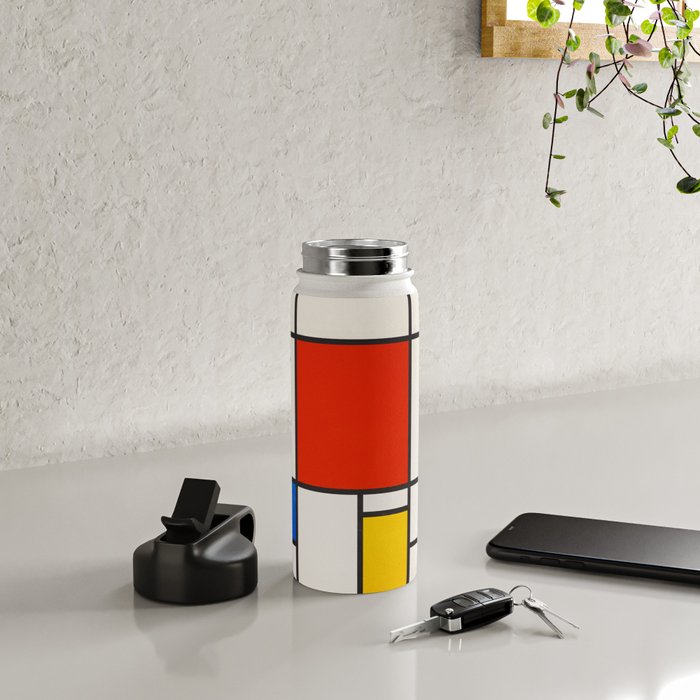 Retro Geometry: Mondrian Edition Water Bottle Gallery Image 4