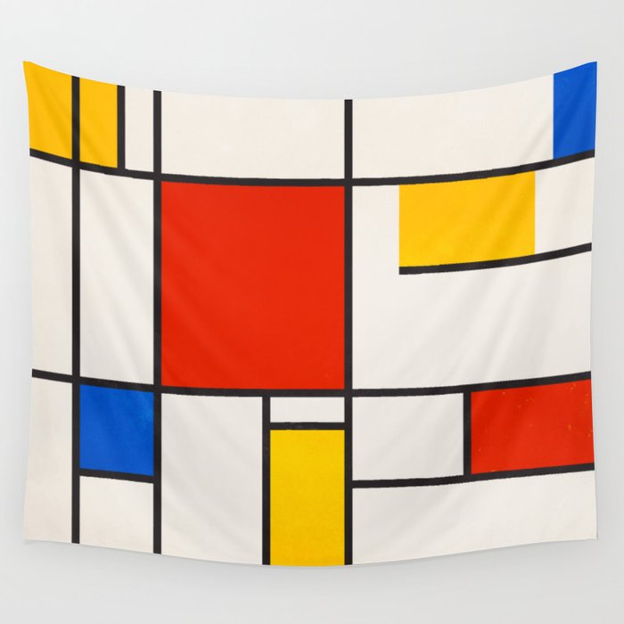 Retro Geometry: Mondrian Edition Wall Tapestry Gallery Image 1