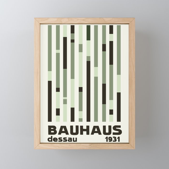 Bauhaus Green Modernist Minimal Geometric Homage Mini Art Print Gallery Image 1