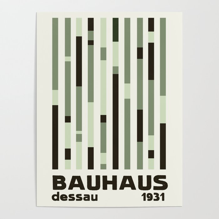 Bauhaus Green Modernist Minimal Geometric Homage Poster Gallery Image 4