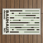 Bauhaus Green Modernist Minimal Geometric Homage Outdoor Rug Gallery Image 1