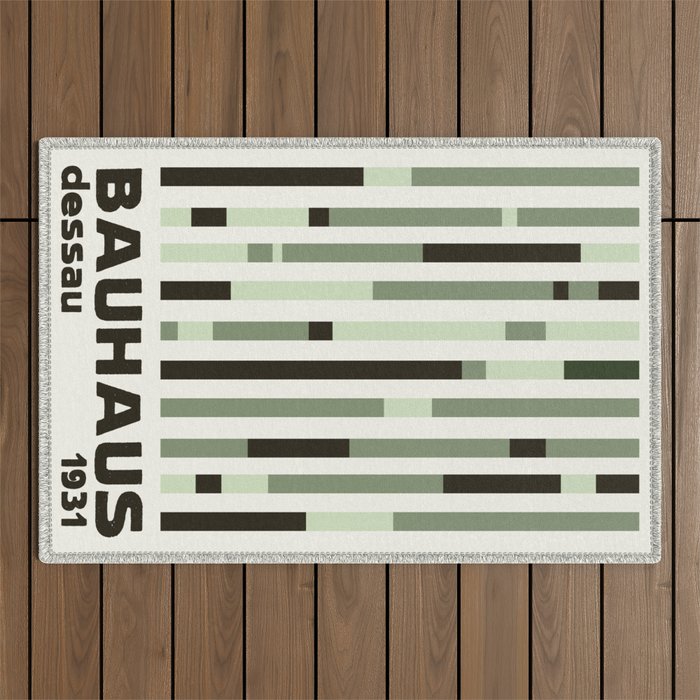 Bauhaus Green Modernist Minimal Geometric Homage Outdoor Rug Gallery Image 1