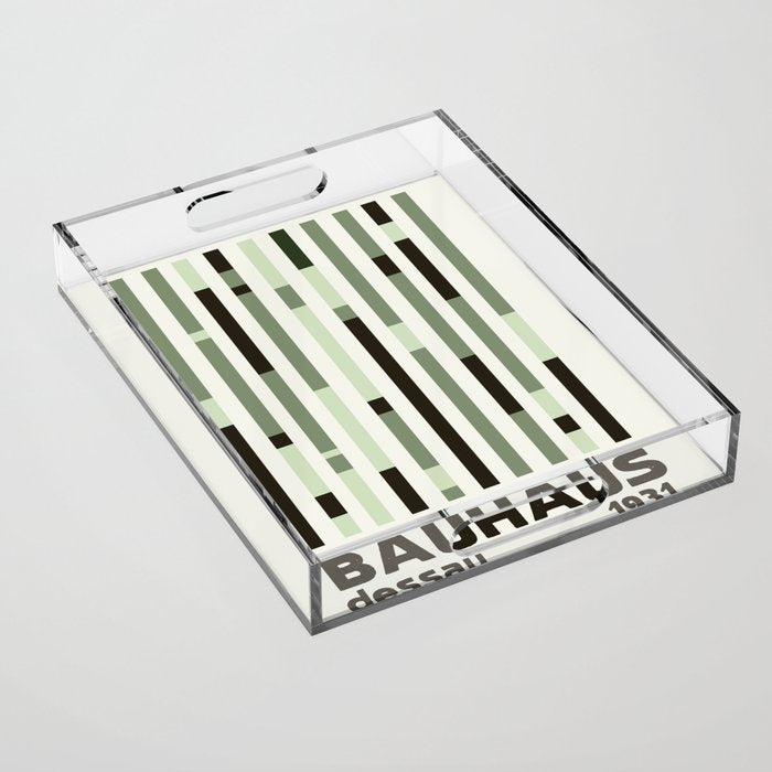 Bauhaus Green Modernist Minimal Geometric Homage Acrylic Tray Gallery Image 1
