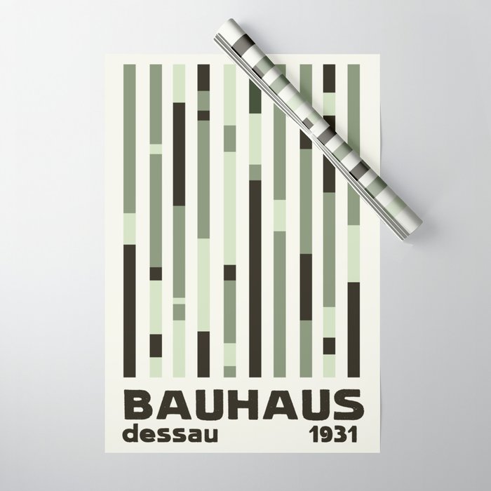 Bauhaus Green Modernist Minimal Geometric Homage Wrapping Paper Gallery Image 1
