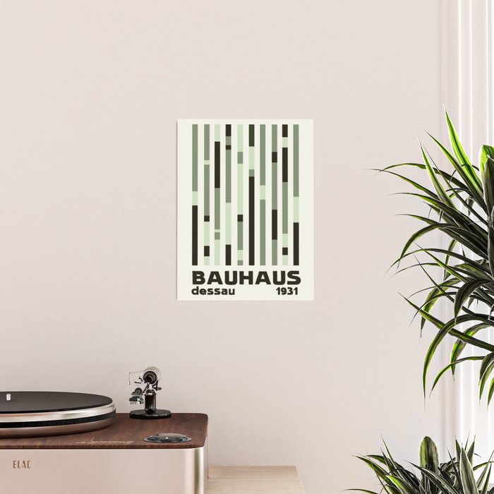 Bauhaus Green Modernist Minimal Geometric Homage Poster Gallery Image 2
