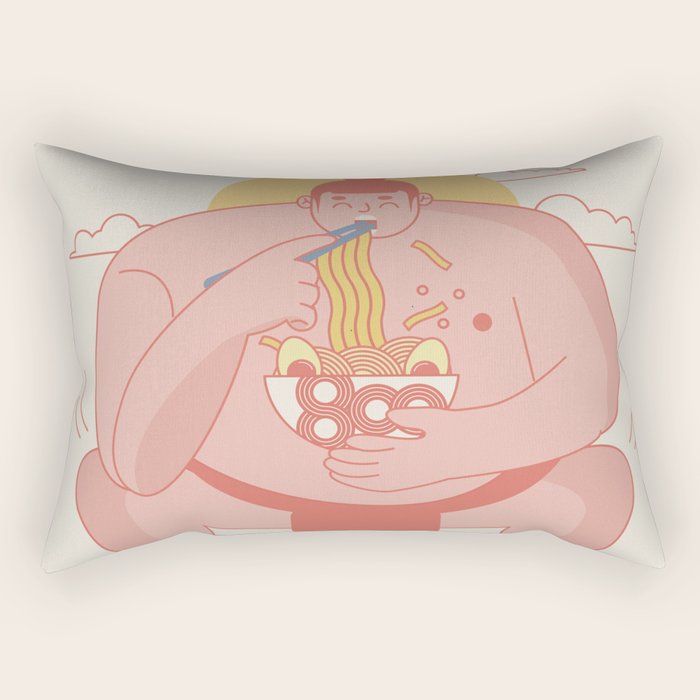 Sumo eating Ramen Rectangular Pillow Gallery Image 1